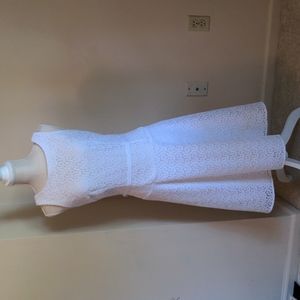 White lace eyelet sleeveless dress